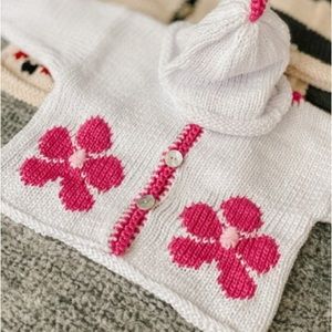 Luba Knit Sweater Set Pink Flower - 6 Month